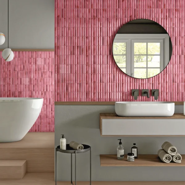 4x12 Glossy Dusty Rose Kitkat Tiles Preview