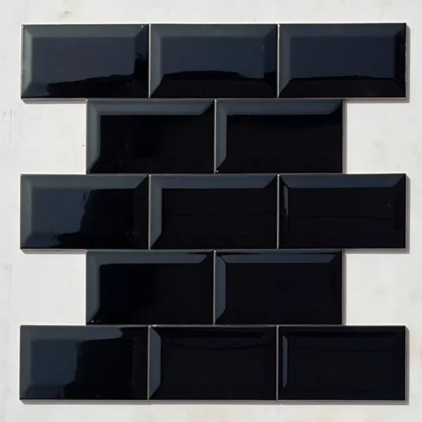 4x8 Glossy Black Beveled Tiles