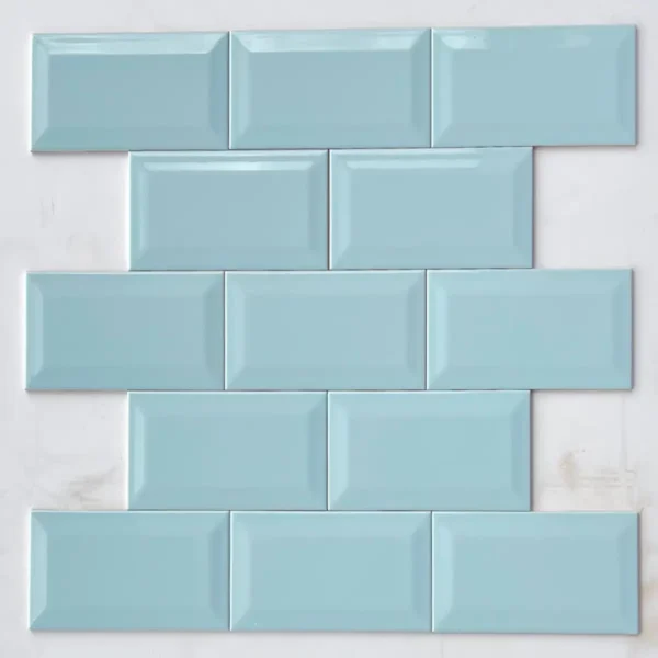 4x8 Glossy Ice Blue Beveled Tiles