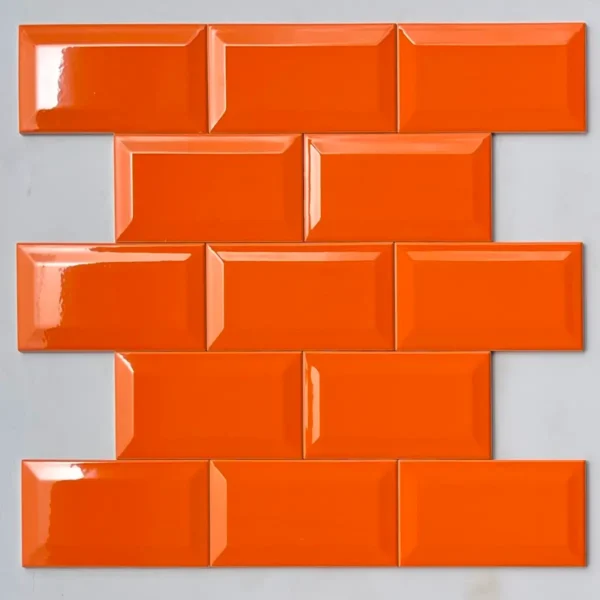 4x8 Glossy Orange Beveled Tiles