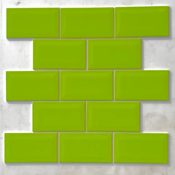 4x8 Glossy Parrot Green Beveled Tiles