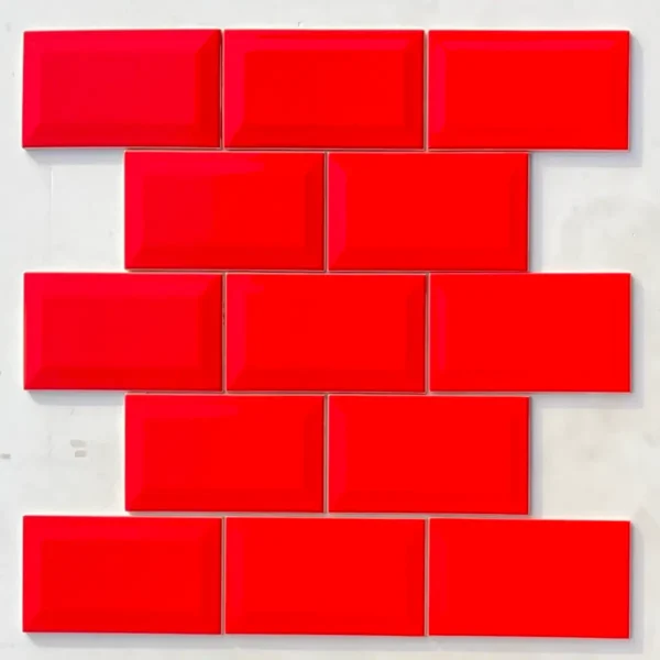 4x8 Glossy Red Beveled Tiles