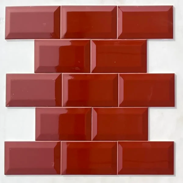 4x8 Glossy Red Brown Beveled Tiles